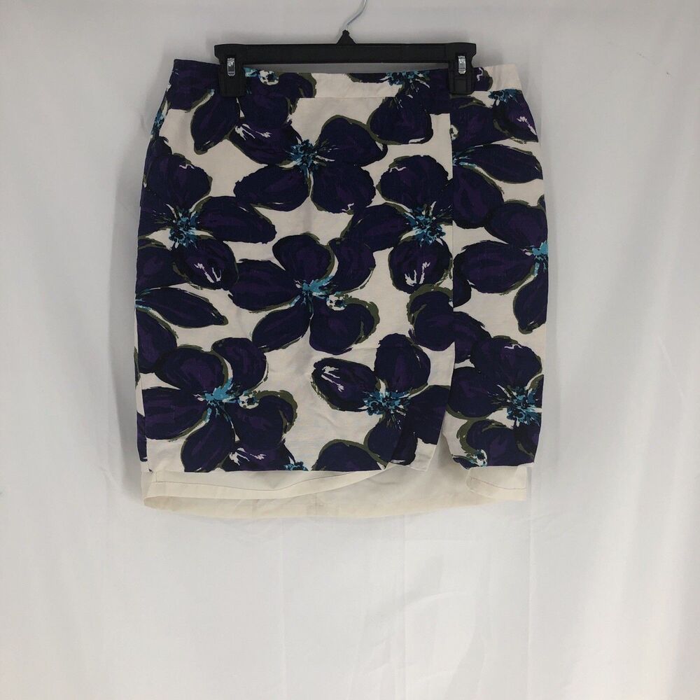 Ann Taylor Loft Linen Purple Floral Pencil Skirt, Size 10